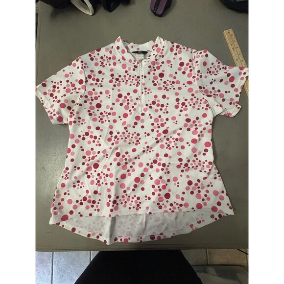 Canari Women’s Cycling Top Size XL GUC White With Pink Dots - Picture 1 of 11